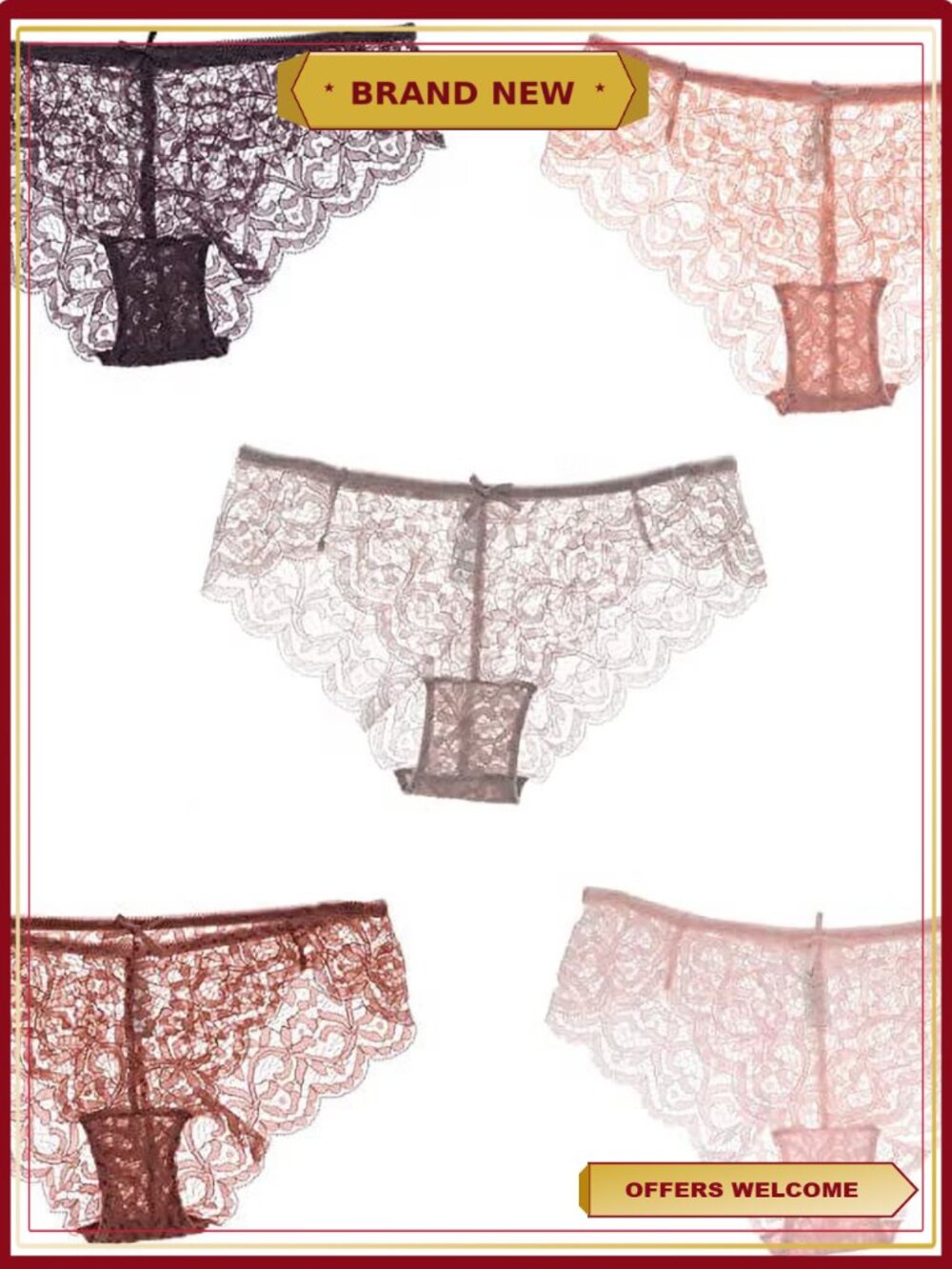 Marilyn Monroe Lace Cheeky Bikini Briefs 5-Pack Medium Women's Panties